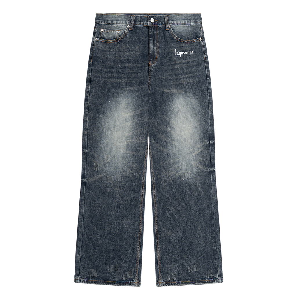 JAQUSONNE LOGO VINTAGE WASH DENIM JEANS