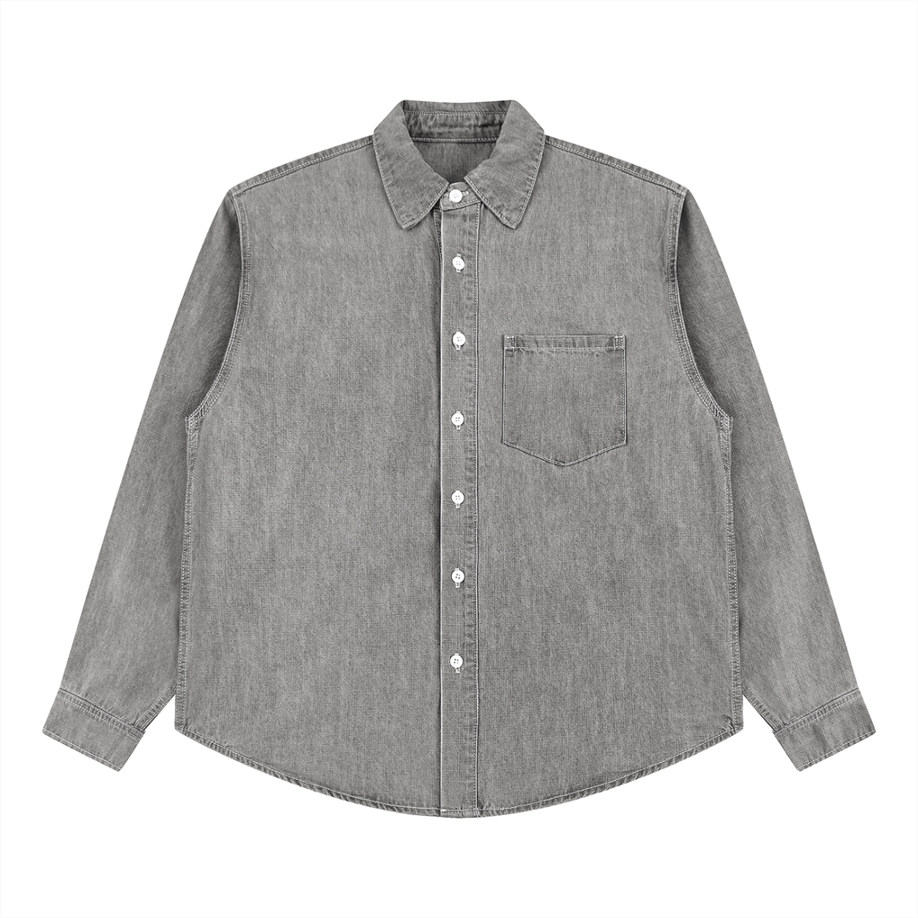 VINTAGE WASH FULL-ZIP DENIM SHIRT