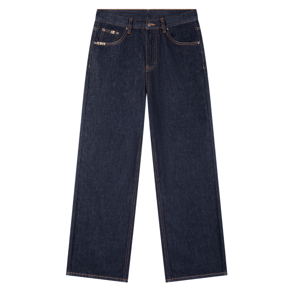 JAQUSONNE LOGO HEAVYWEIGHT STRAIGHT LEG DENIM JEANS