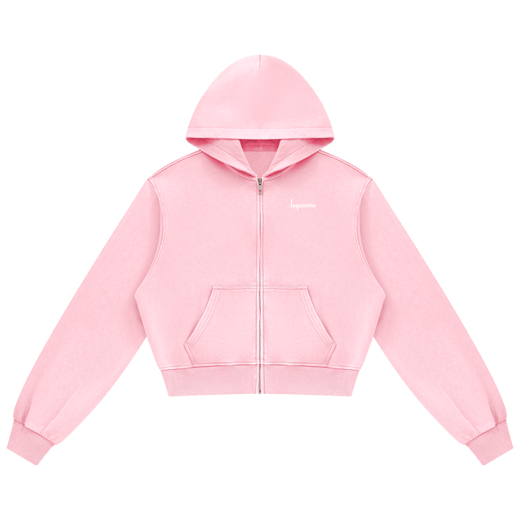 JAQUSONNE LOGO MINERAL WASH FULL ZIP HOODIE