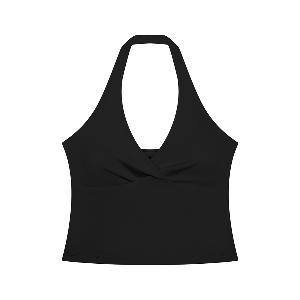 RUCHED HALTER YOGA TANK TOP