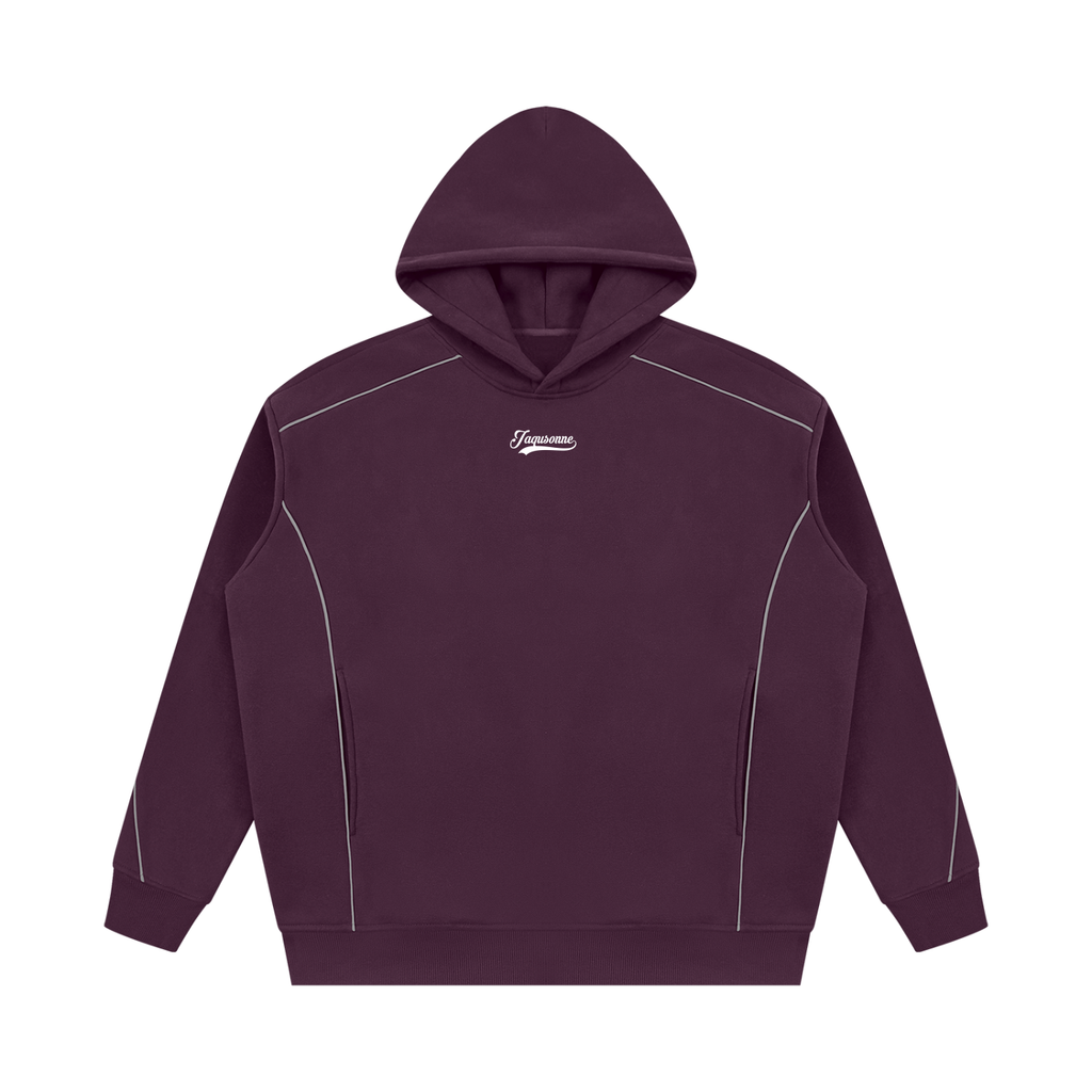 JAQUSONNE VARSITY LOGO OVERSIZED PIPING HOODIE