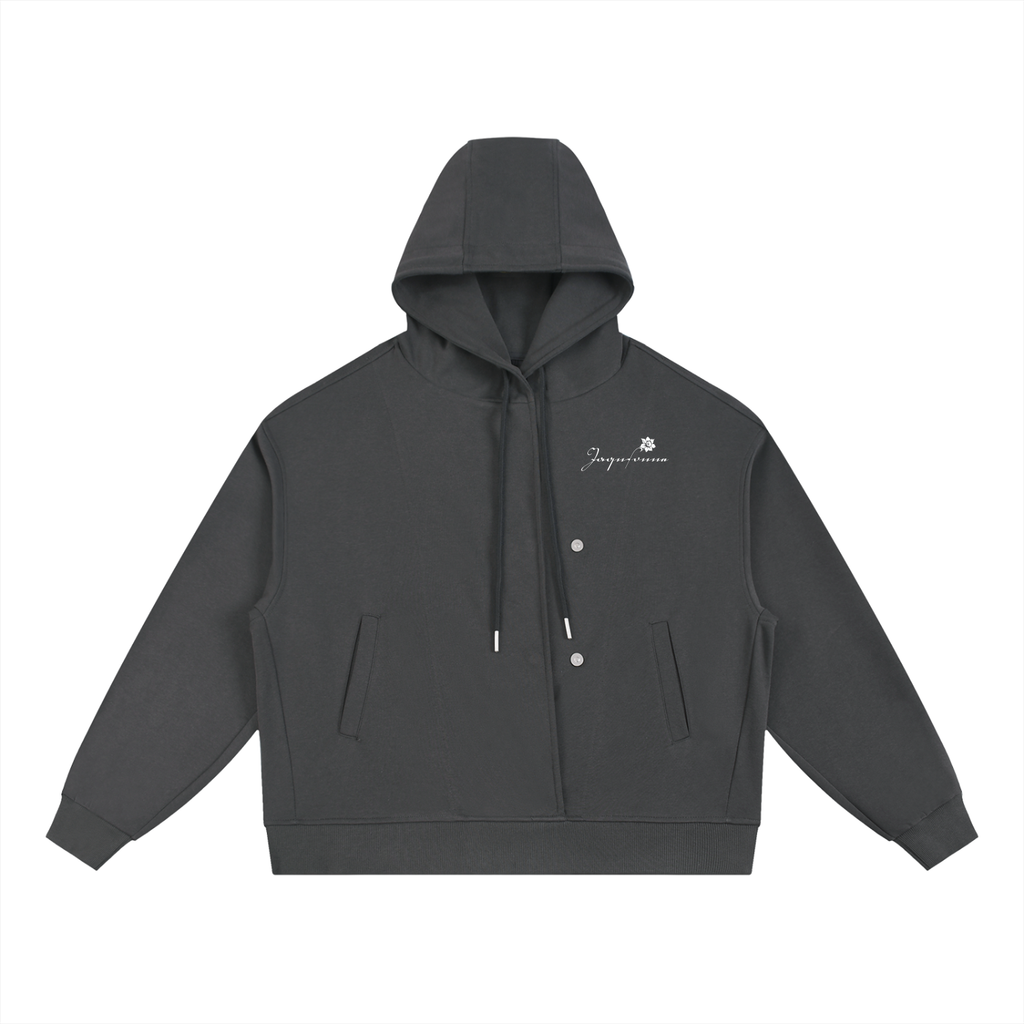 DAFFODIL LOGO BOXY BUTTON PLACKET HOODIE