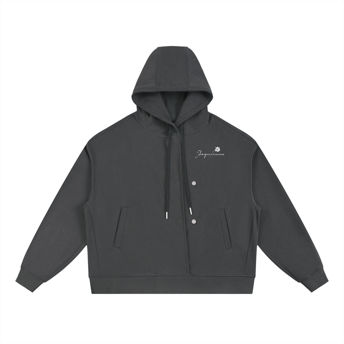 DAFFODIL LOGO BOXY BUTTON PLACKET HOODIE