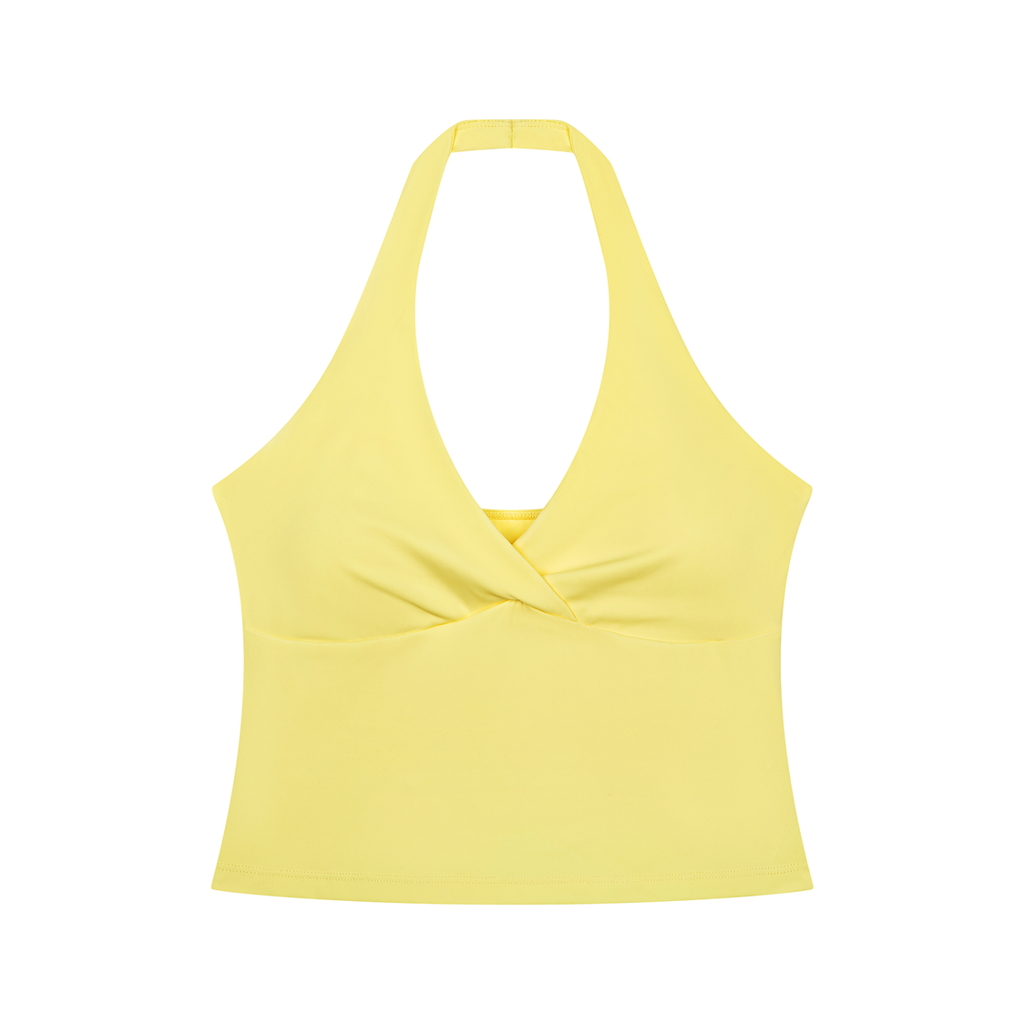 RUCHED HALTER YOGA TANK TOP