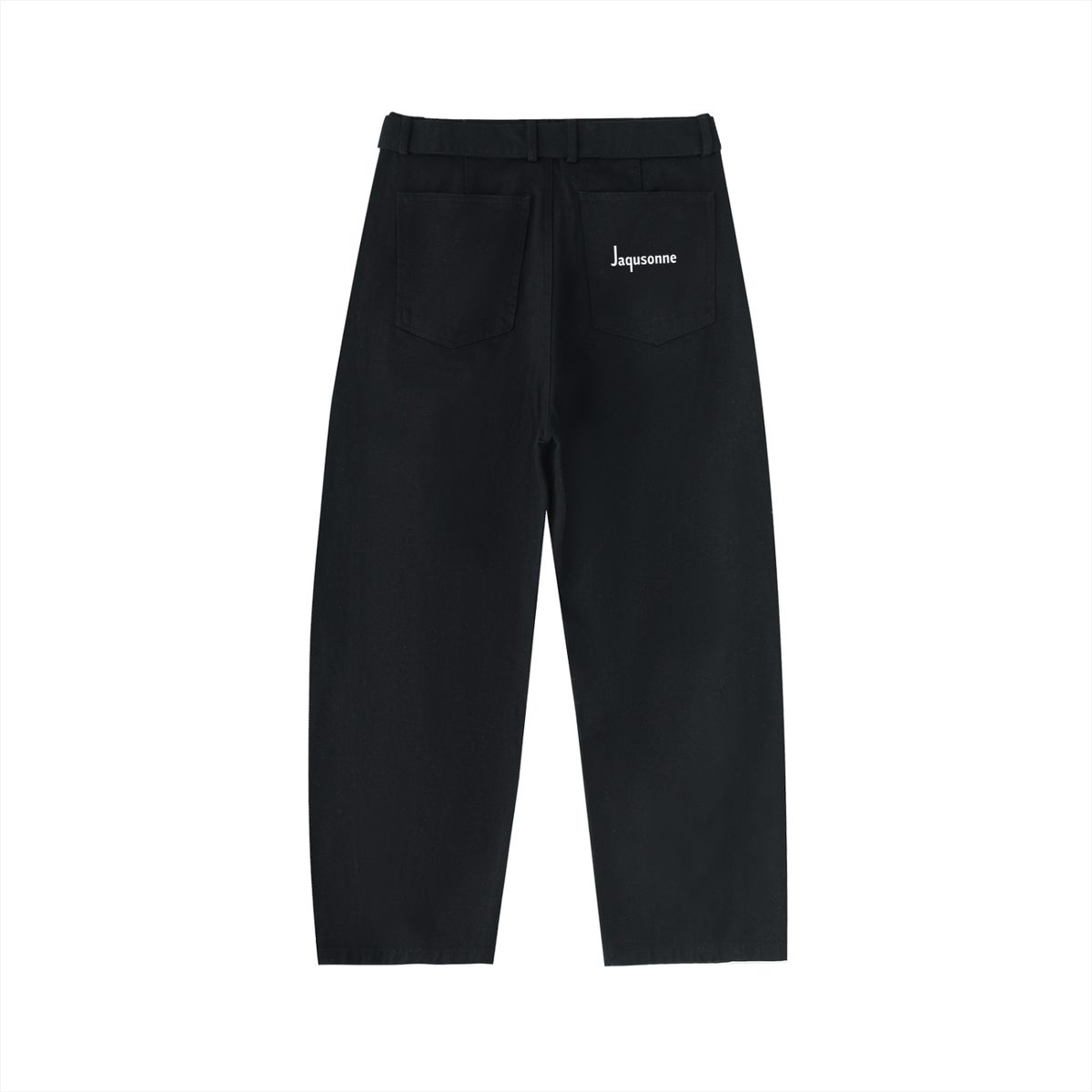 JAQUSONNE LOGO BELTED BARREL-LEG CHINO PANTS