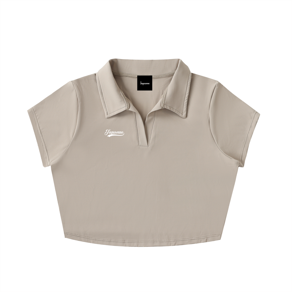 VARSITY LOGO V-NECK LAPEL CROP TOP