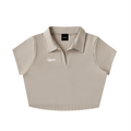 VARSITY LOGO V-NECK LAPEL CROP TOP