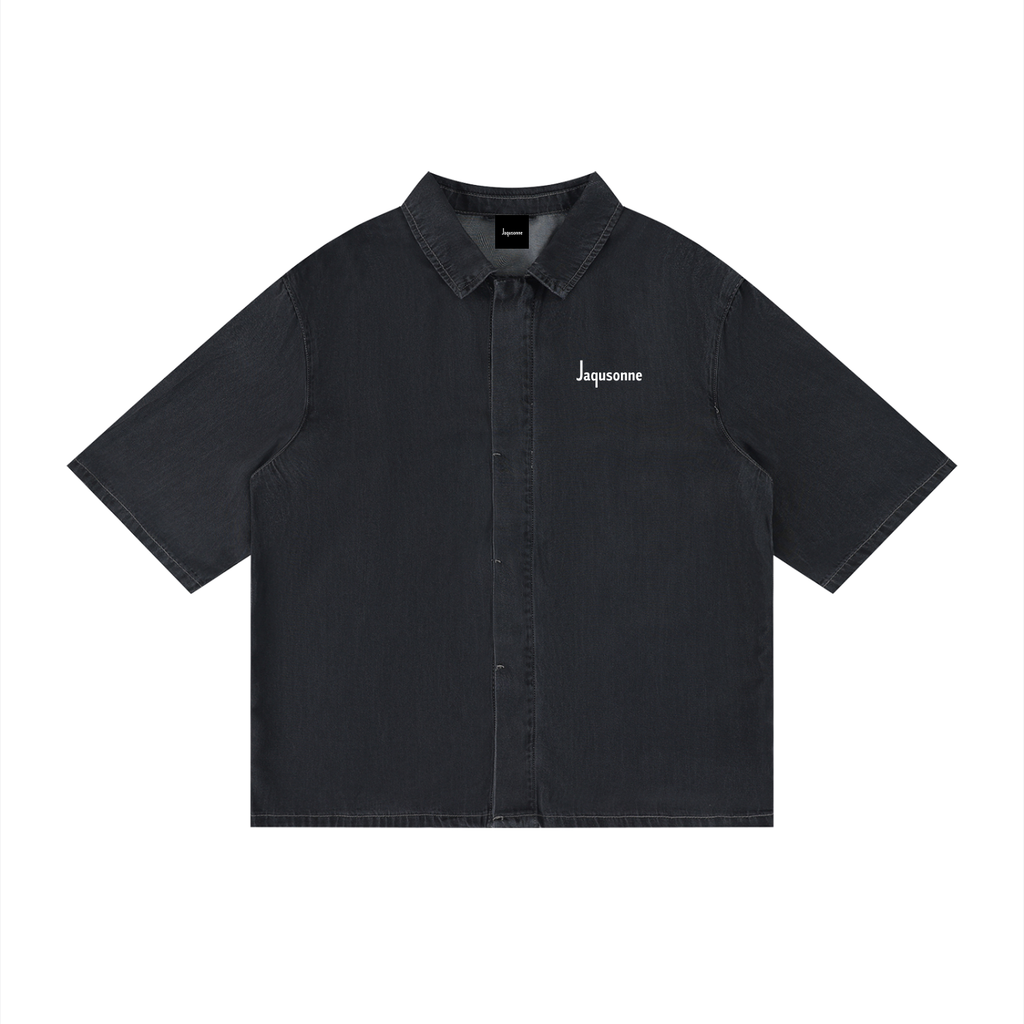 JAQUSONNE LOGO VINTAGE WASH DROP SHOUKDER LYOCELL SHIRT