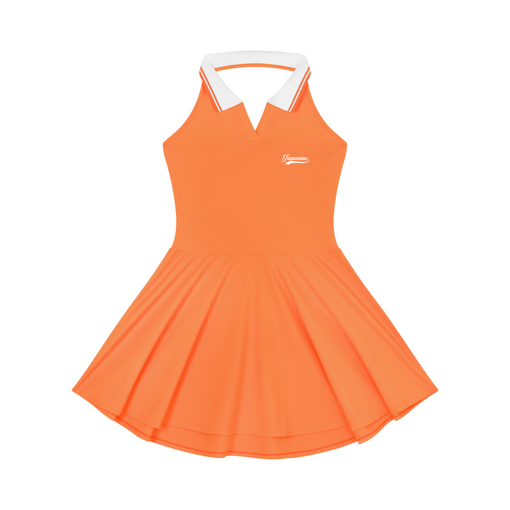 VARSITY LOGO COLLARED HALTER A-LINE TENNIS DRESS
