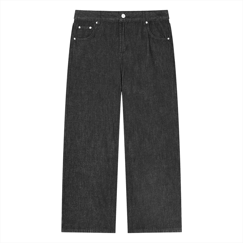 VINTAGE WASH FULL-ZIP DENIM STRAIGHT LEG JEANS