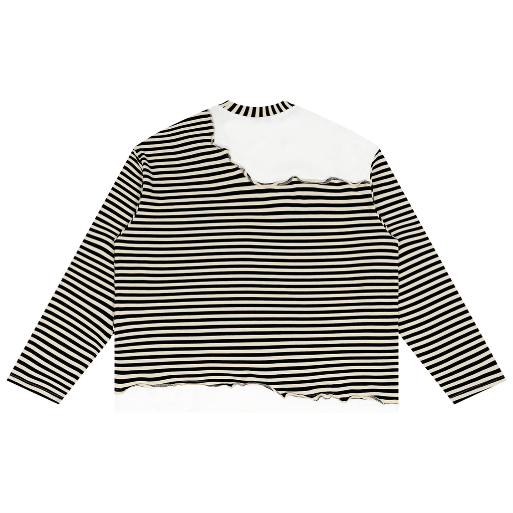 SCRIPT LOGO STRIPED PANEL BOXY LONG SLEEVE T-SHIRT