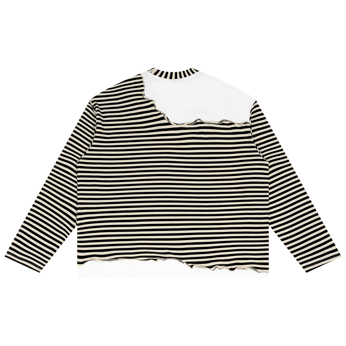 SCRIPT LOGO STRIPED PANEL BOXY LONG SLEEVE T-SHIRT