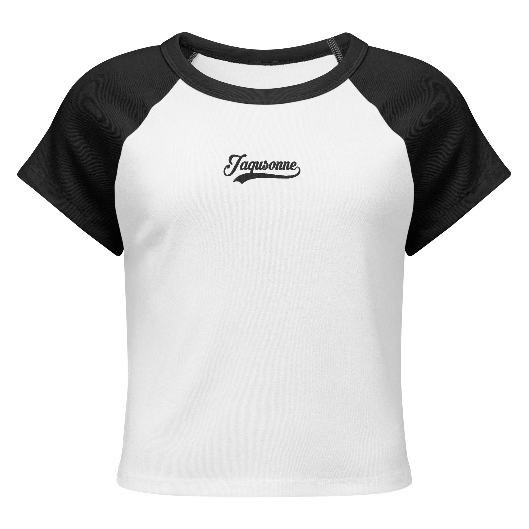 JAQUSONNE VARSITY BLACK LOGO MICRO BABY TEE